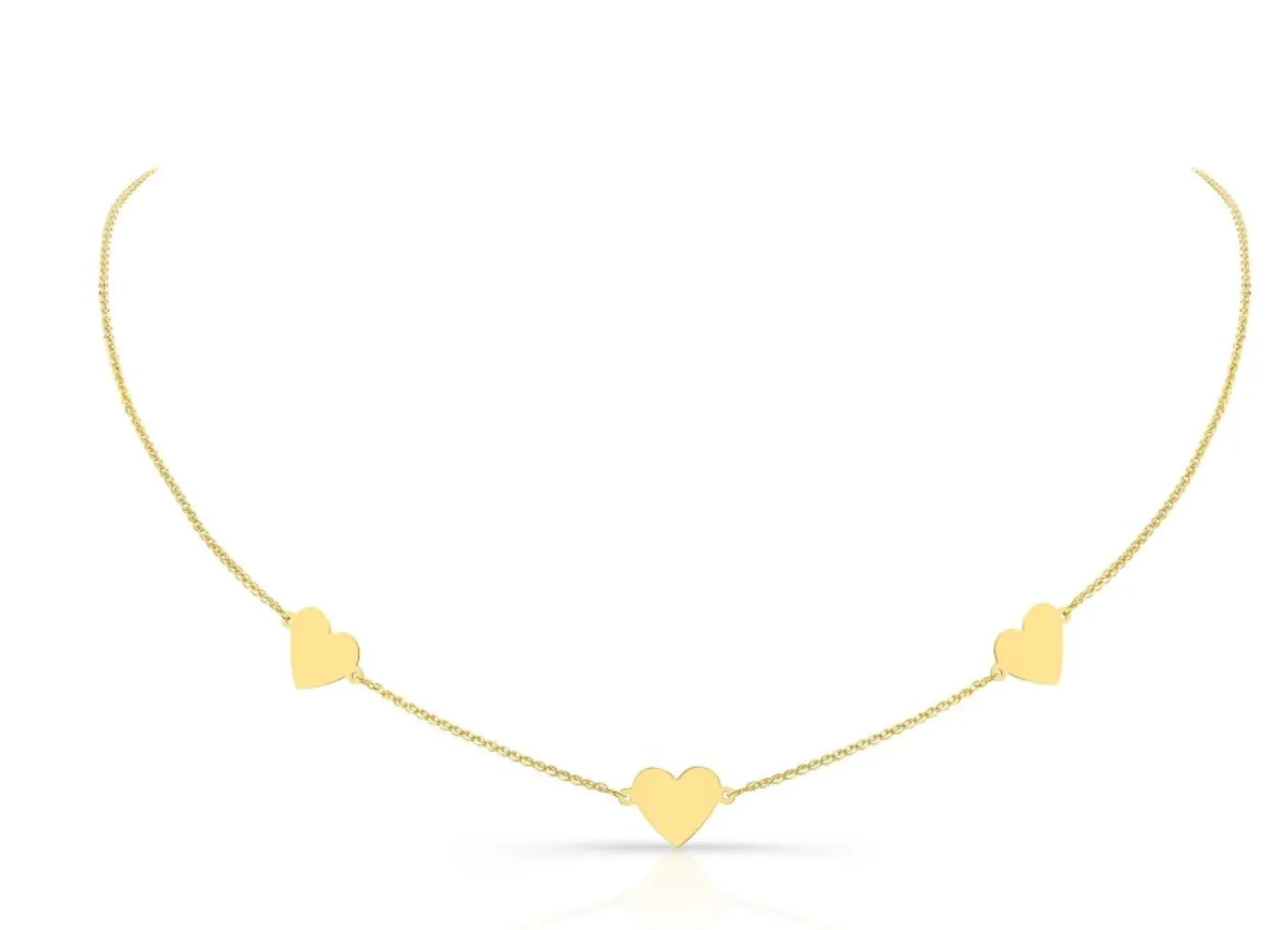 14K Yellow Gold Triple Floating Heart Necklace