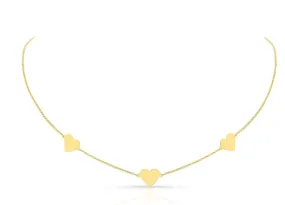 14K Yellow Gold Triple Floating Heart Necklace