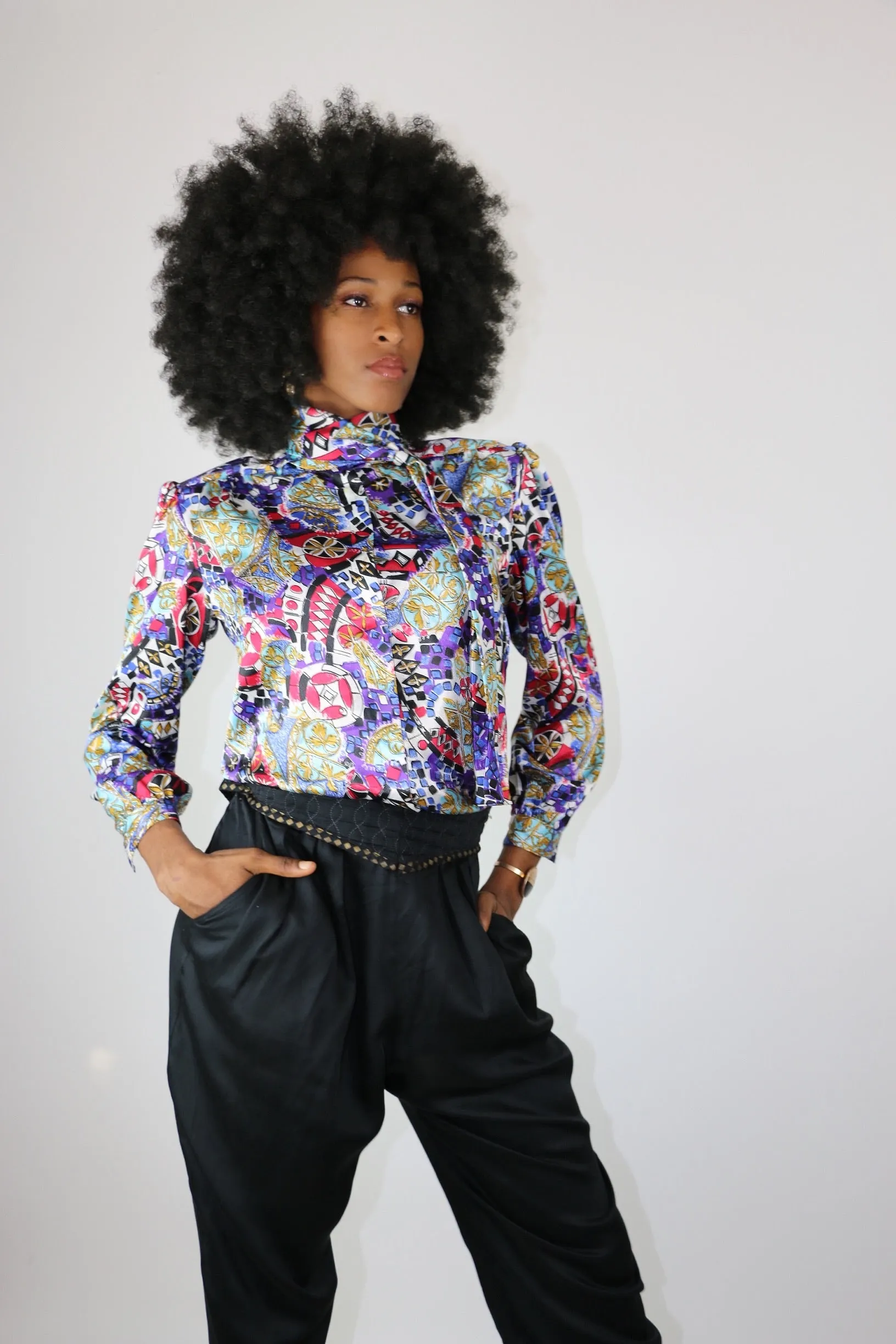 80s Gianna Tie Neck Blouse