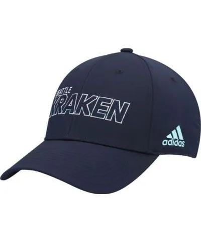 adidas Men's NHL Deep Sea Seattle Kraken Team Bar Flex Hat