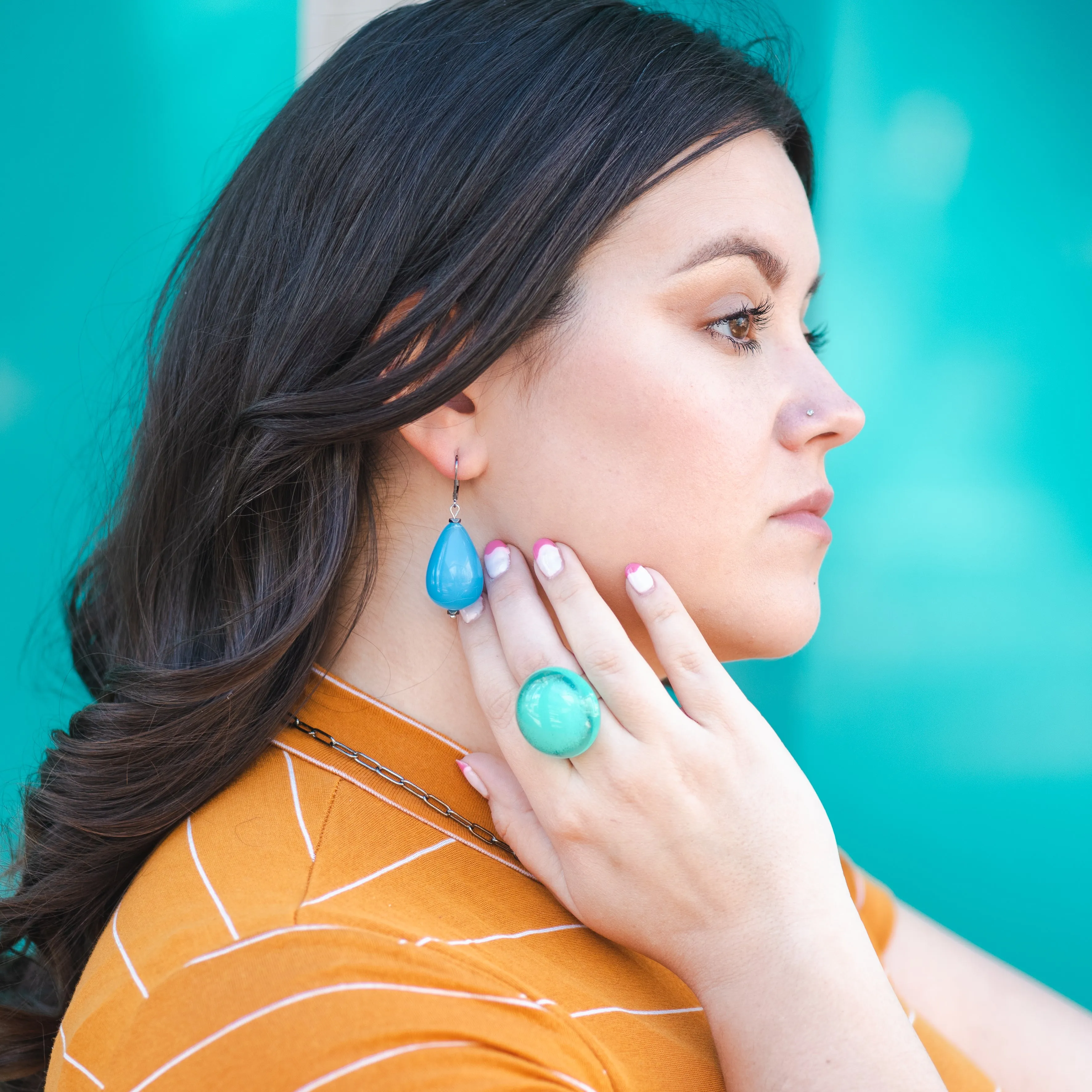 Aqua Blue Aura Glow Nola Earrings