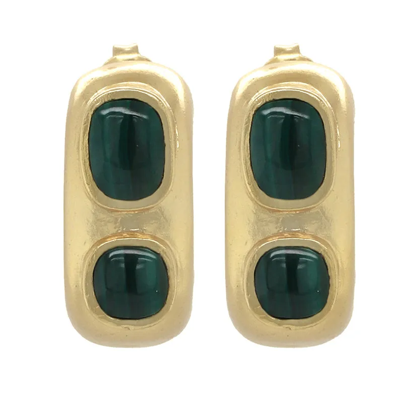 Aquitaine Earrings in Malachite - 18K Gold Plated