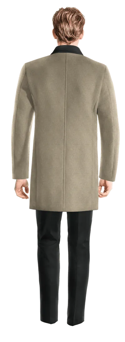 Beige Short Coat with contrasted Collar