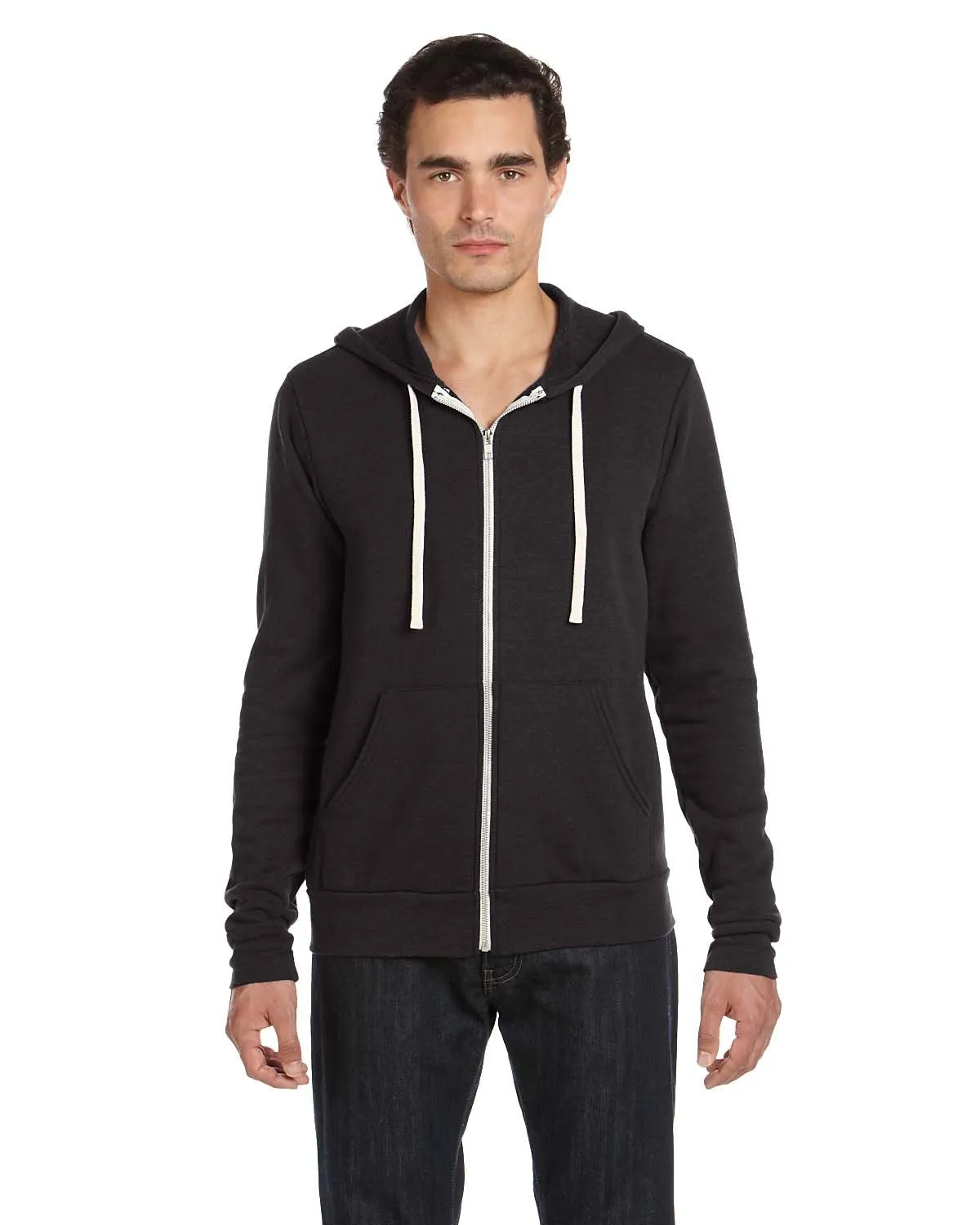 Bella + Canvas Unisex Triblend Sponge Fleece Full-Zip Hoodie 3909 Char-Black Trib