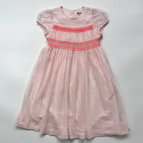 Bonpoint Pale Pink Tulle Duchesse Dress With Neon Smocking: 8 Years