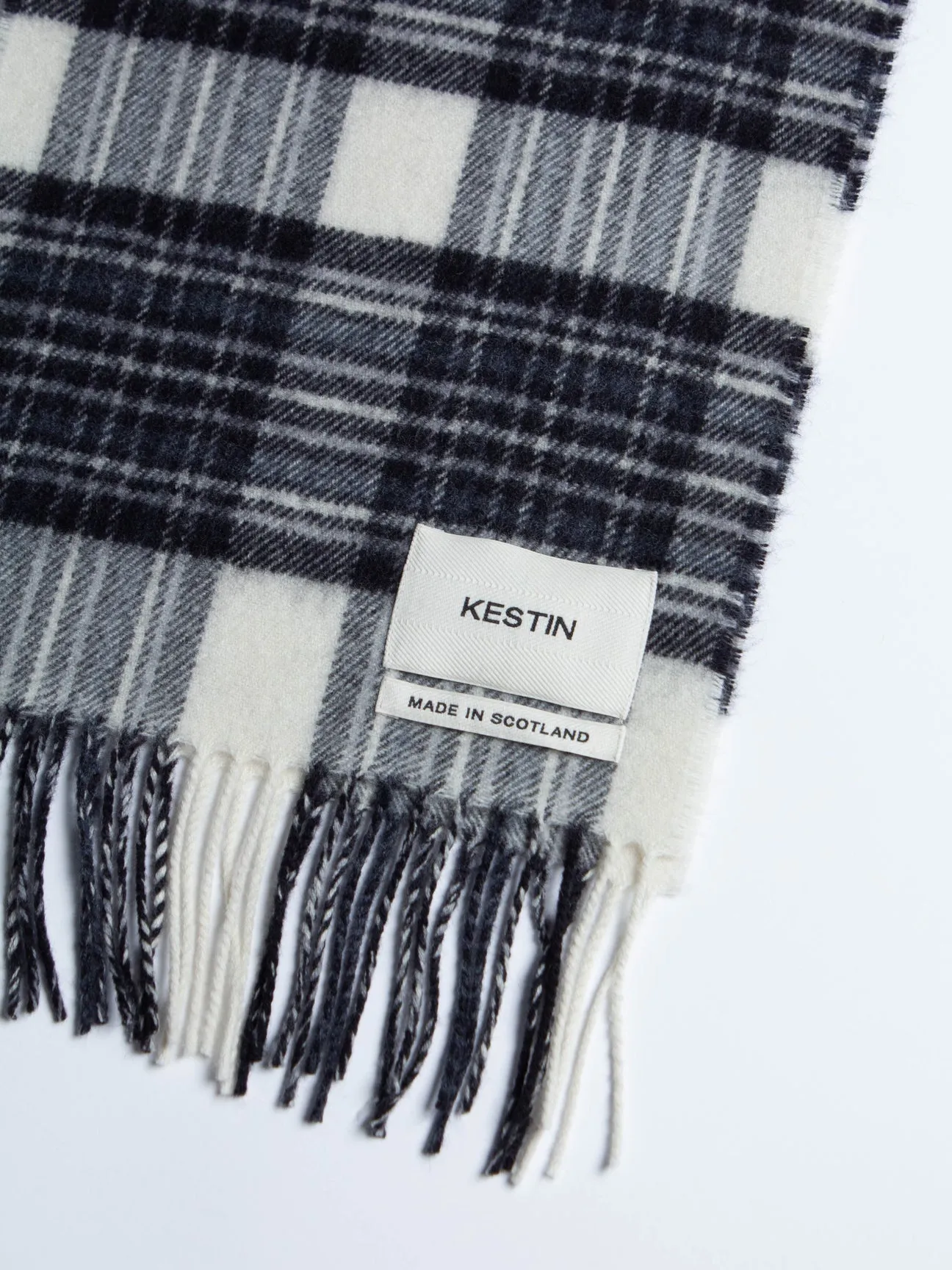 Bowhill Scarf in Black / White Check Lambswool