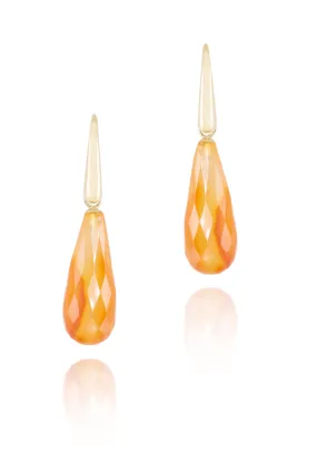 Carnelian Drop Earrings with Yellow Gold