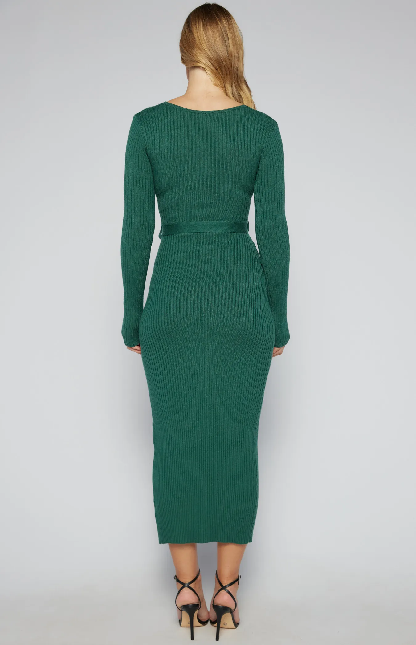 Cross Front Neckline Knit Midi Dress (SKN693)