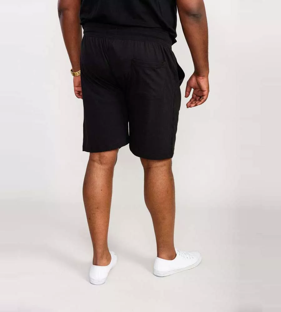 D555 Big Mens Black Couture Shorts With Elasticated Waistband (HOLBROOK)