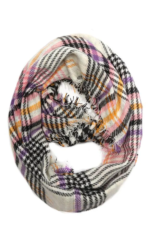 EAS9400 Plaid Double Side Infinity Scarf