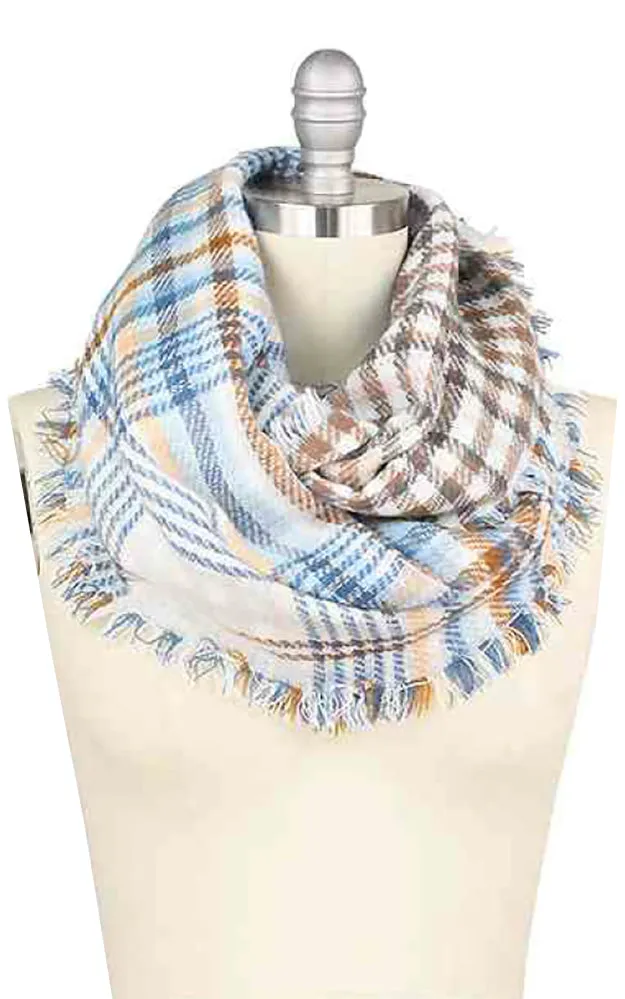 EAS9400 Plaid Double Side Infinity Scarf