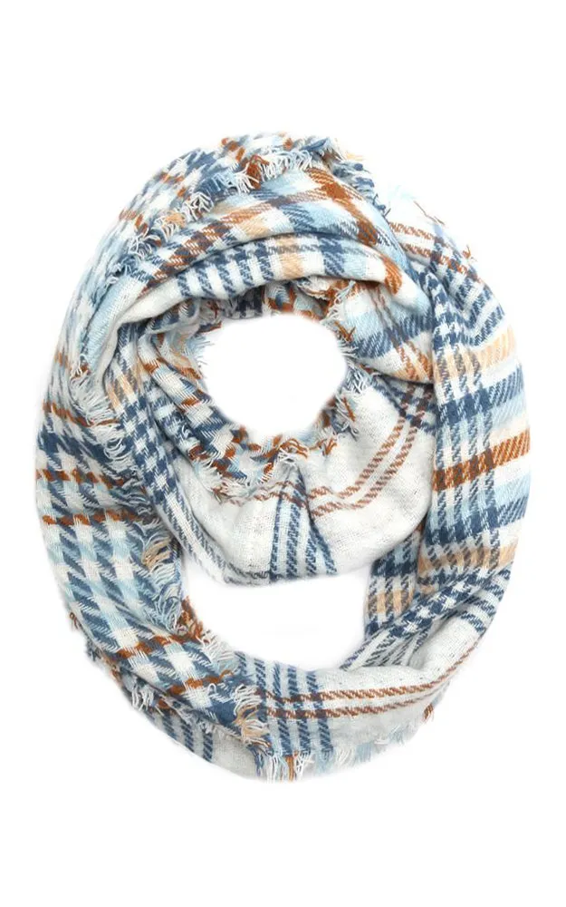 EAS9400 Plaid Double Side Infinity Scarf