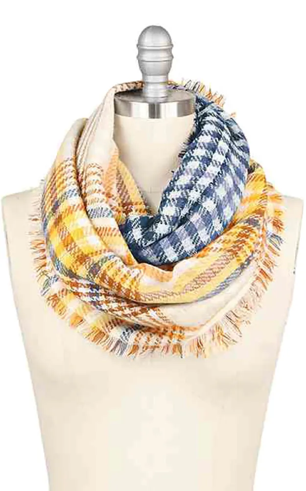 EAS9400 Plaid Double Side Infinity Scarf