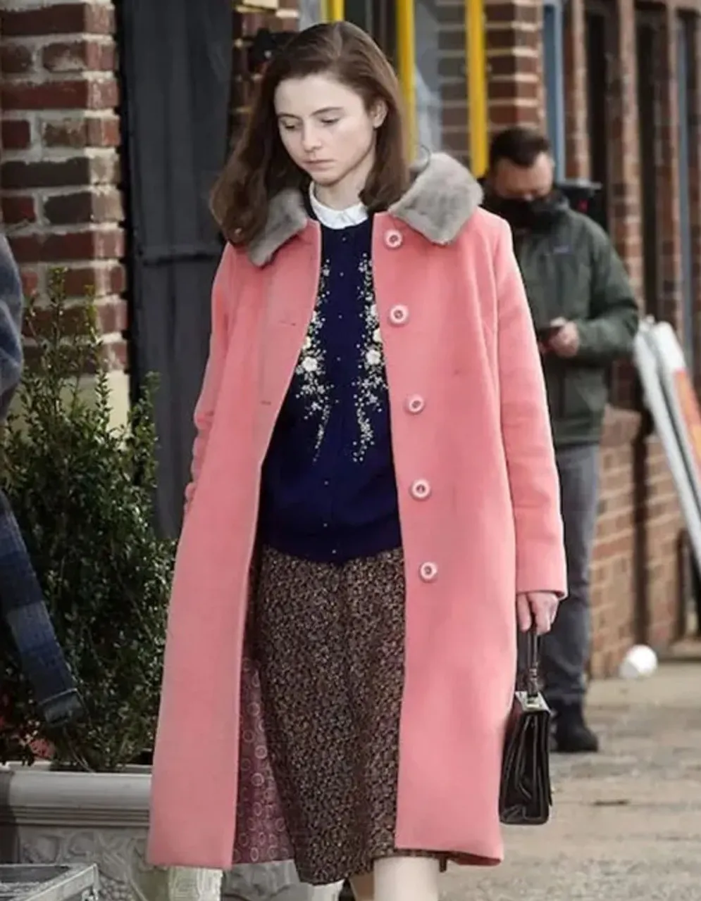 Eileen 2023 Thomasin McKenzie Pink Coat