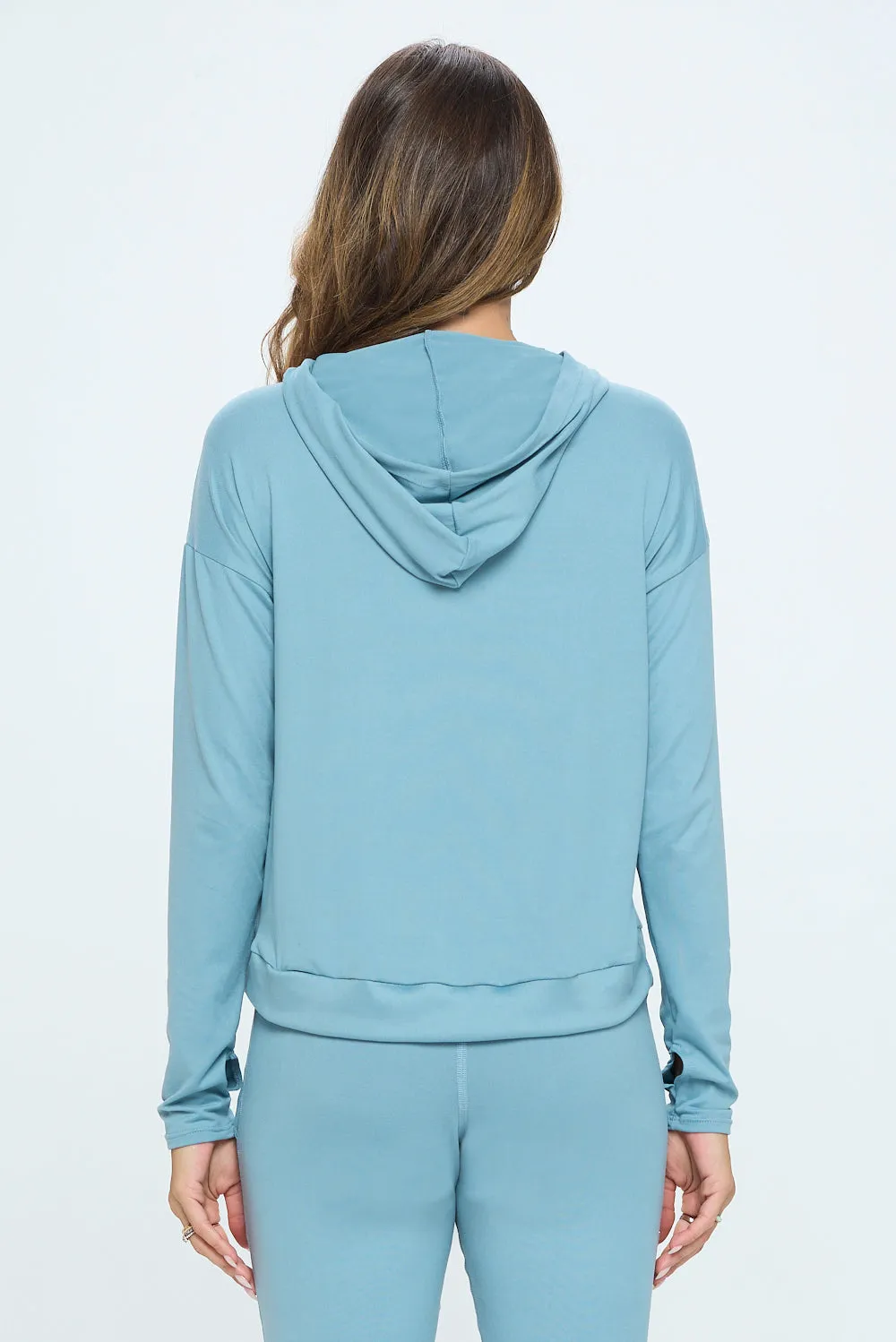 Ellie - Slate Blue - Hoodie Sweatshirt With Thumbholes