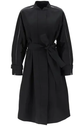 FERRAGAMO Black Poplin Trench Jacket with Contrasting Inserts - FW23