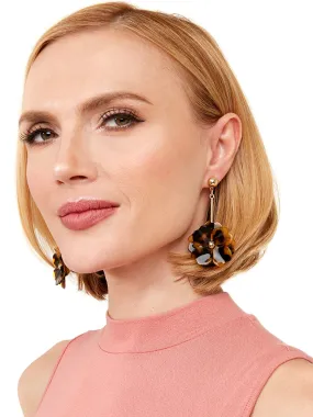 Flower Drop Earrings in Tortoise Print