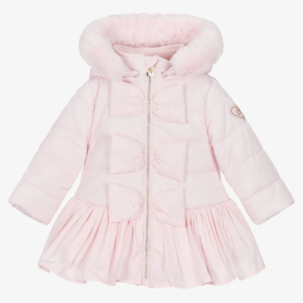 Girls Light Pink Hooded Puffer Coat