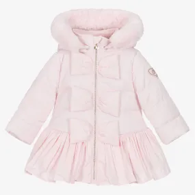 Girls Light Pink Hooded Puffer Coat