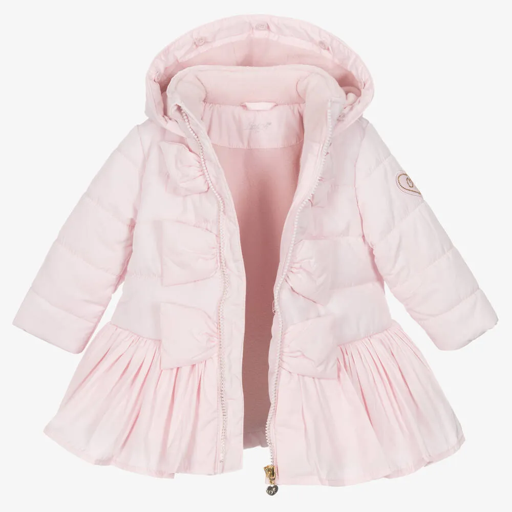 Girls Light Pink Hooded Puffer Coat