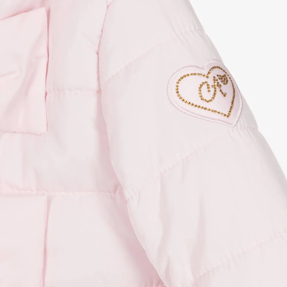 Girls Light Pink Hooded Puffer Coat