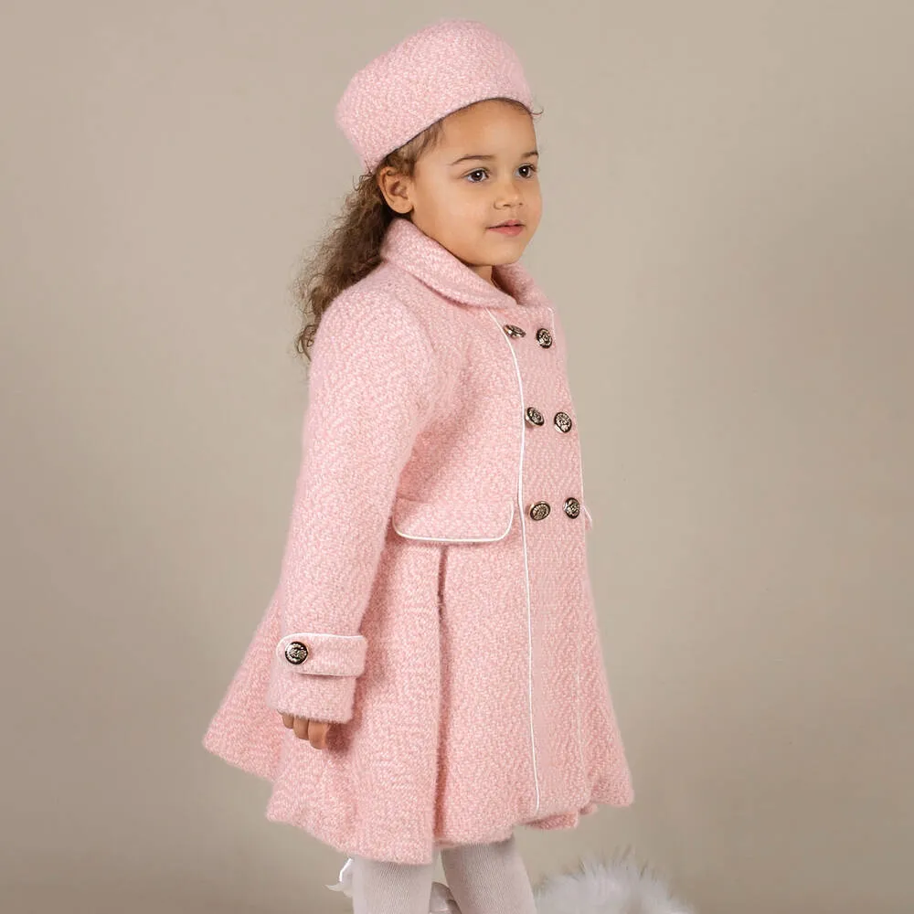 Girls Pink Coat & Hat Set