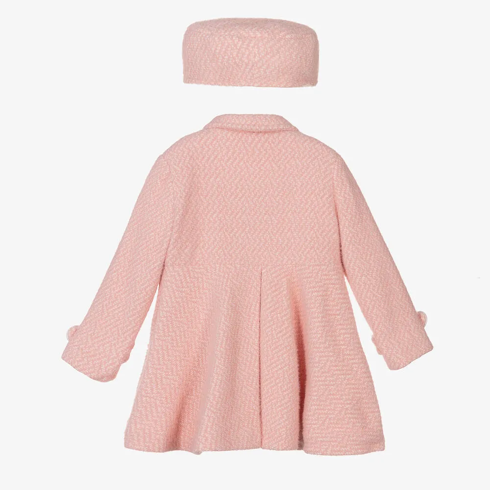 Girls Pink Coat & Hat Set