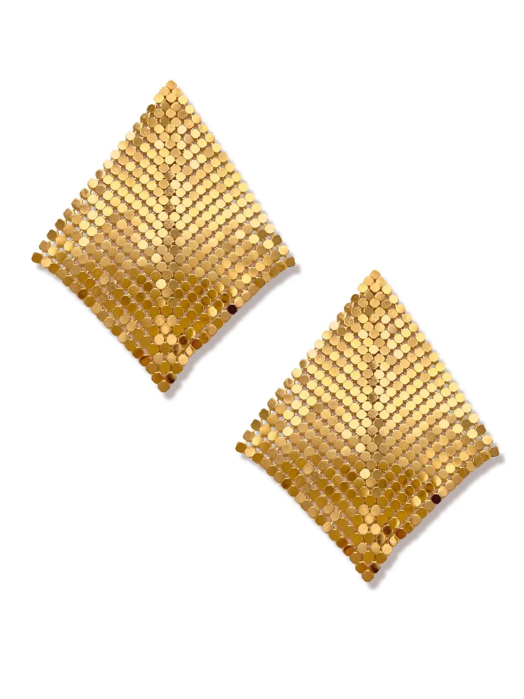 Gold Fazzoletto Chainmail Post Earrings