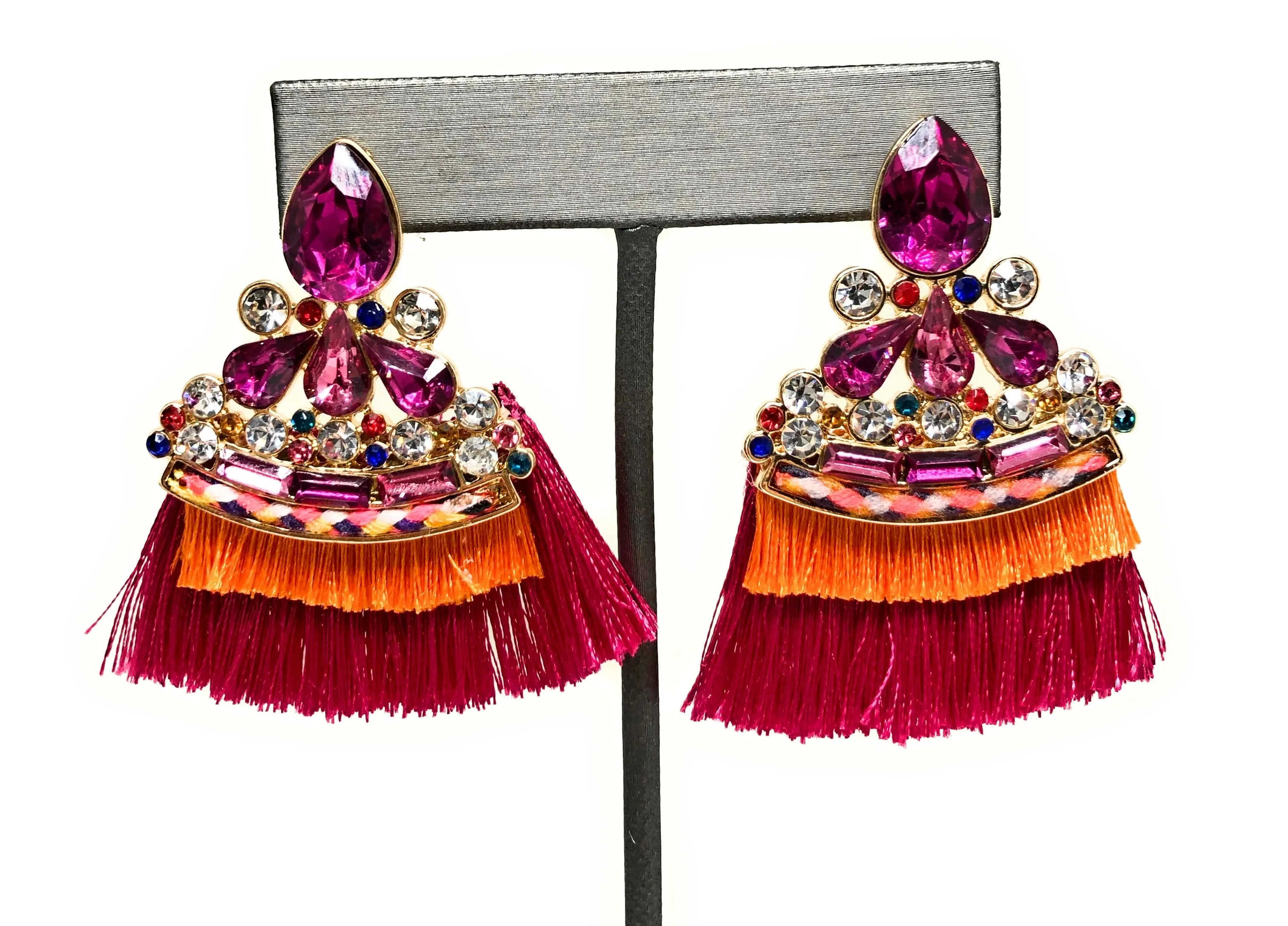 Gold Plated Colorful Wildflower Chandelier Earrings Aretes Folklorico