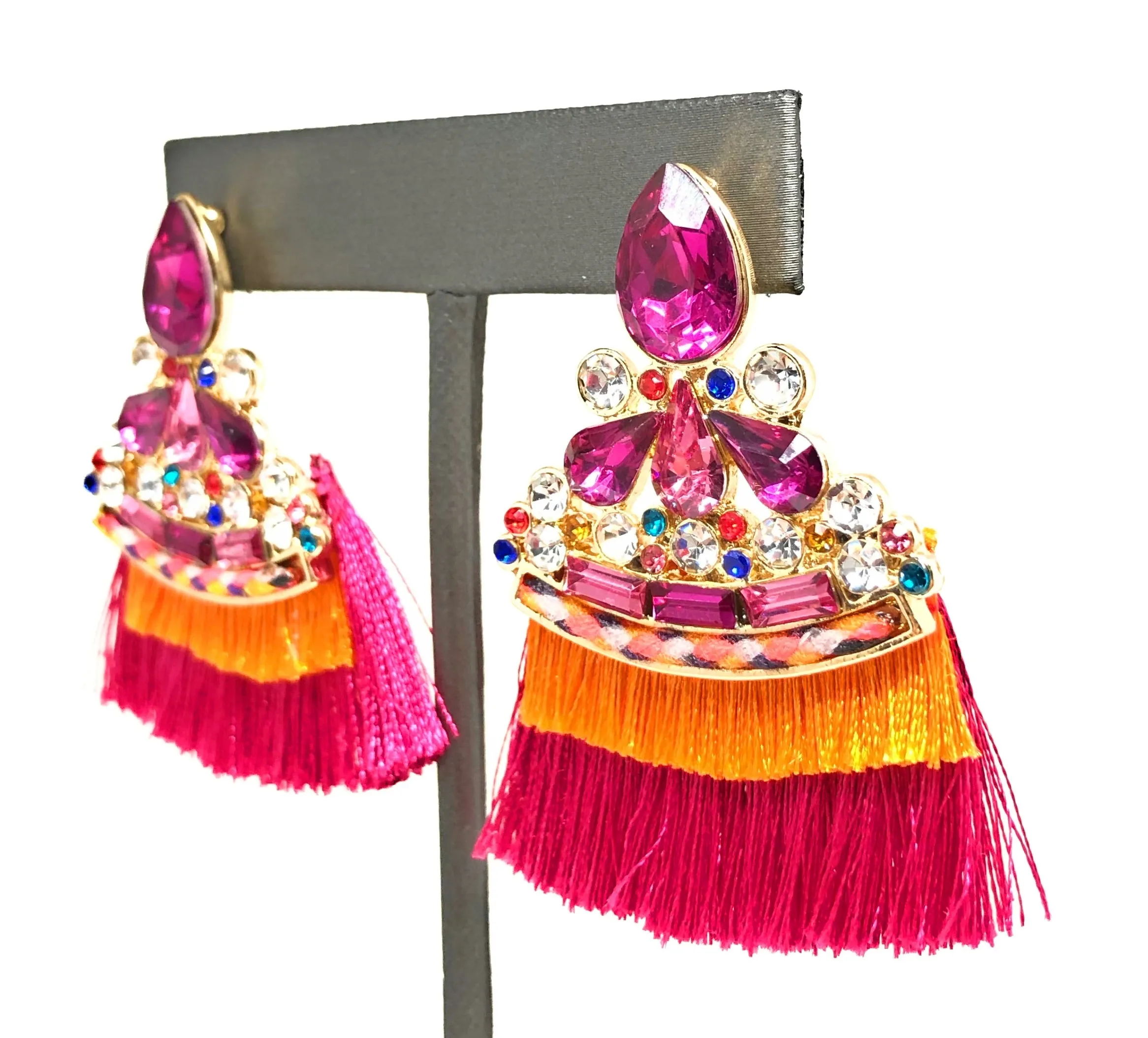 Gold Plated Colorful Wildflower Chandelier Earrings Aretes Folklorico