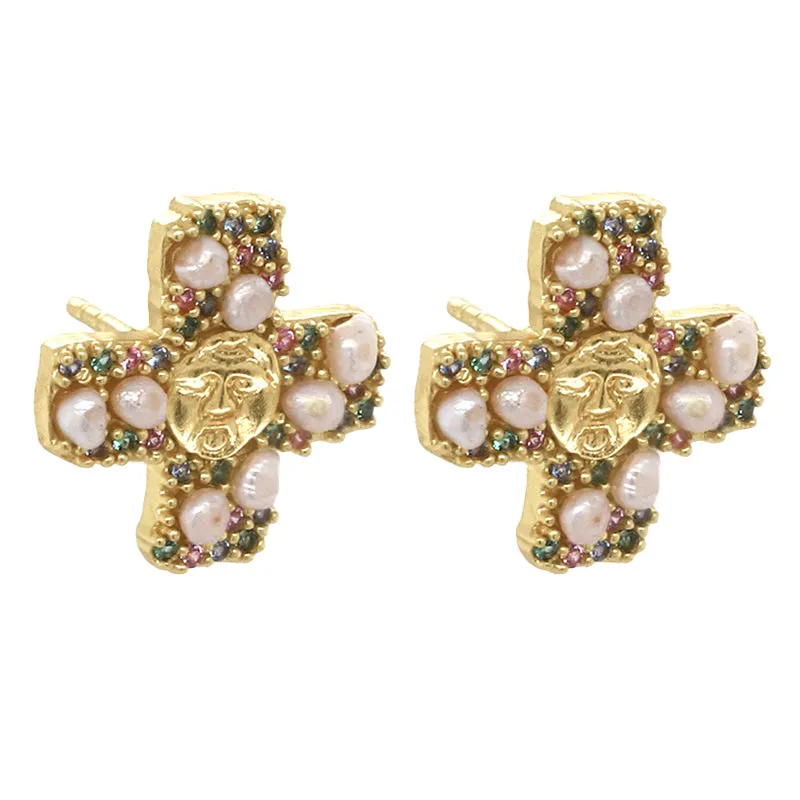 Gorgoneion Peace Earrings - 18K Gold Plated