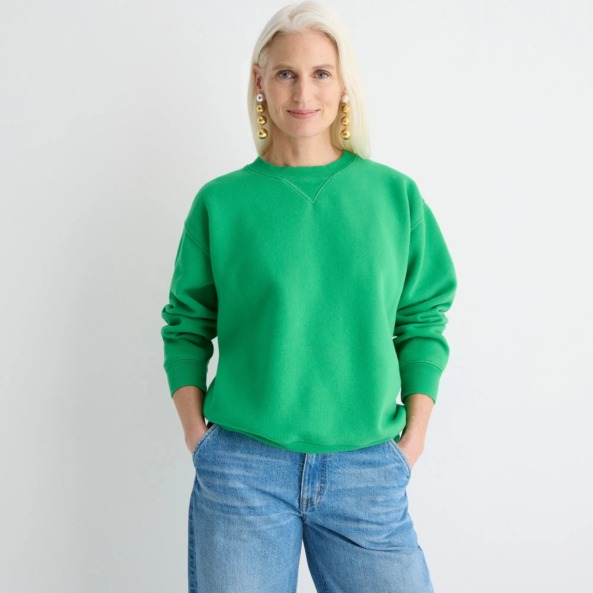 Heritage fleece oversized crewneck sweater