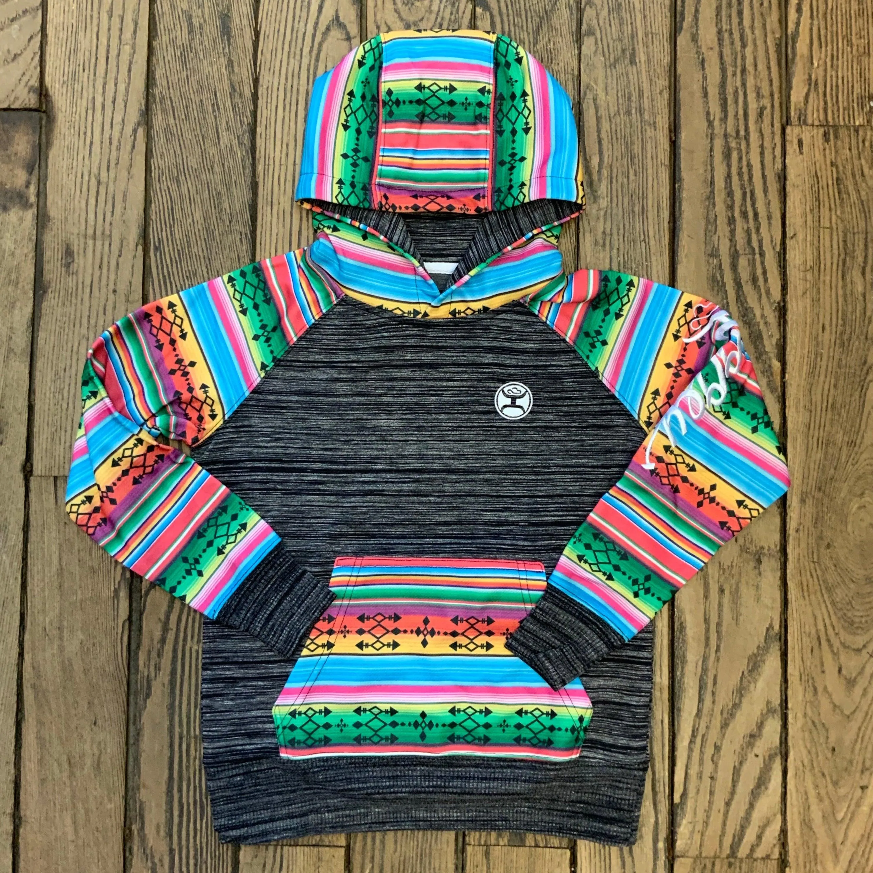 Hooey Youth Salado Black Space Dye Serape Hoodie HH1198BKSP-Y