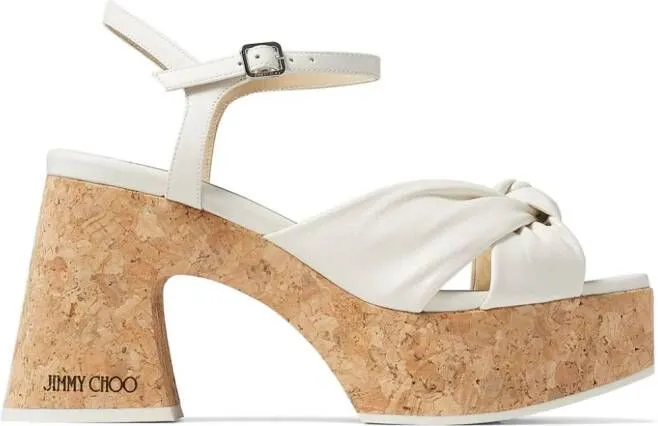 Jimmy Choo Heloise wedge 95mm sandals Neutrals