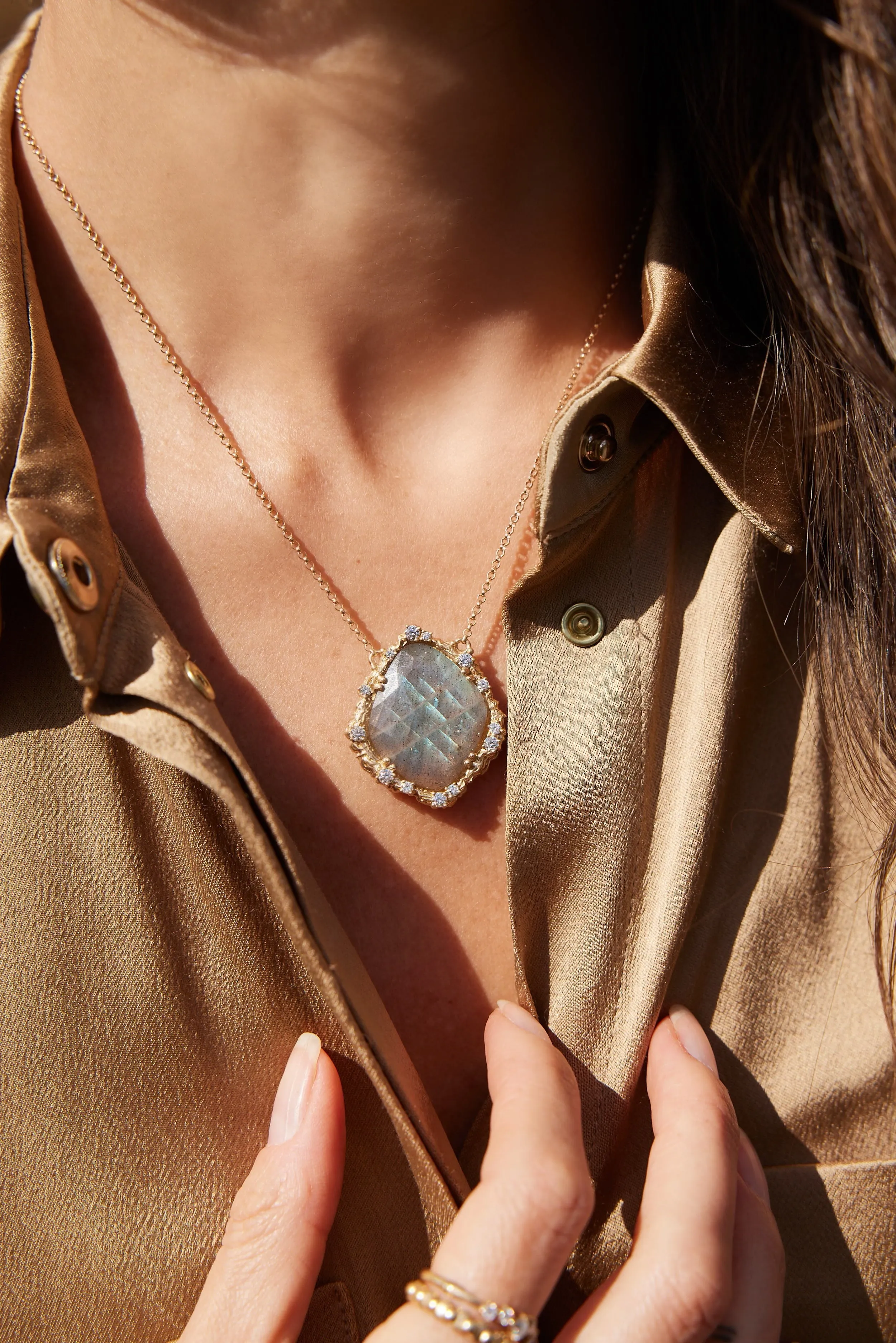 Labradorite + Diamond Moonscape Necklace