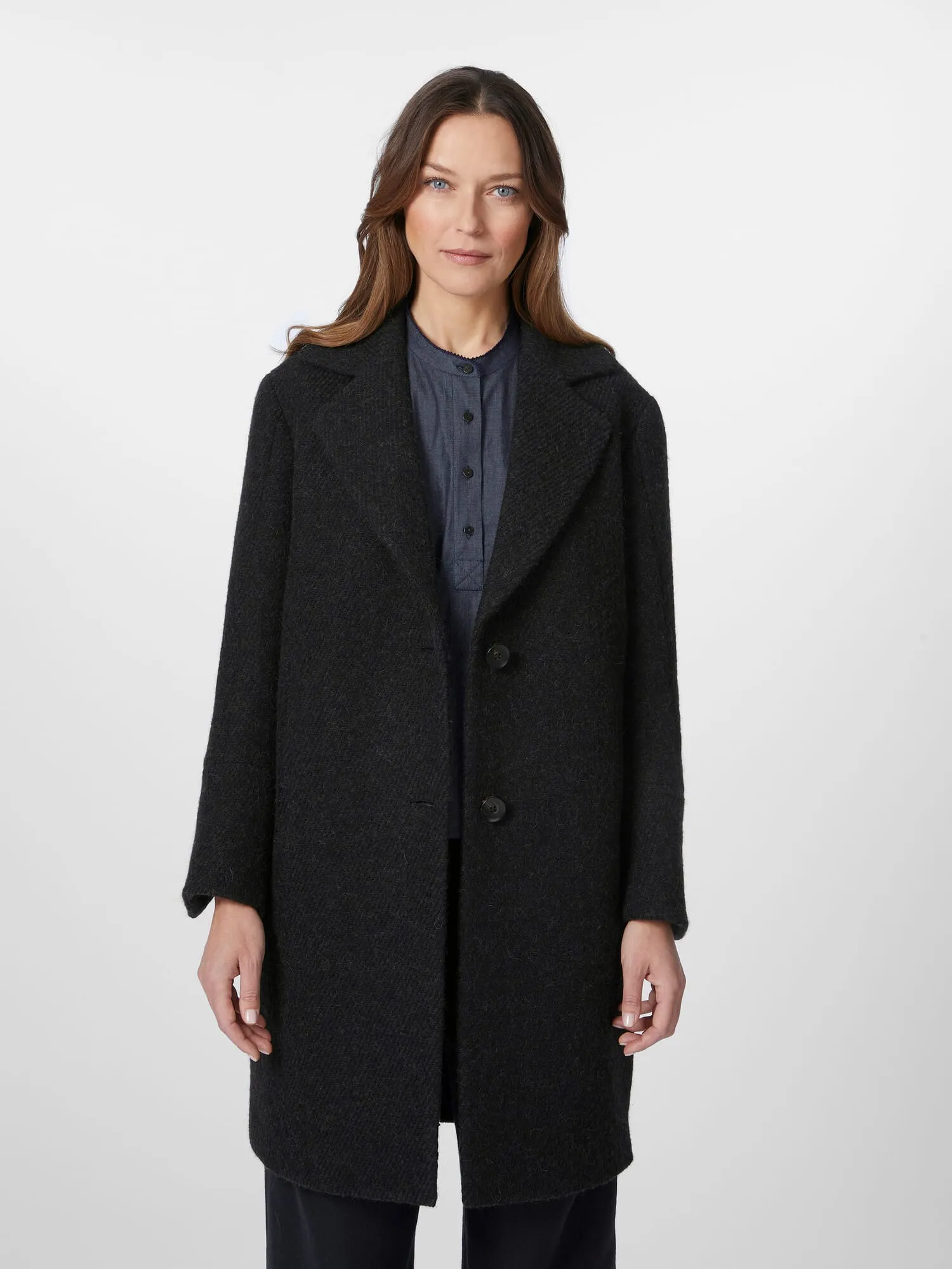 Ladies coat lapel collar, Black Melange | Manufactum