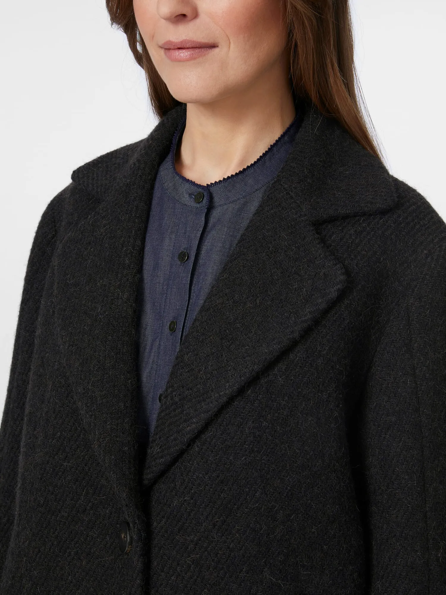 Ladies coat lapel collar, Black Melange | Manufactum