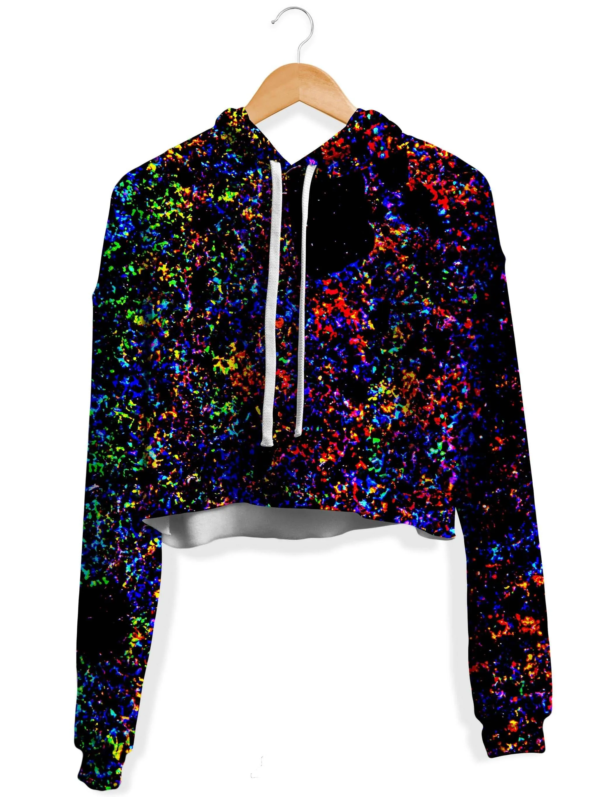 Lightning Rainbow Fleece Crop Hoodie