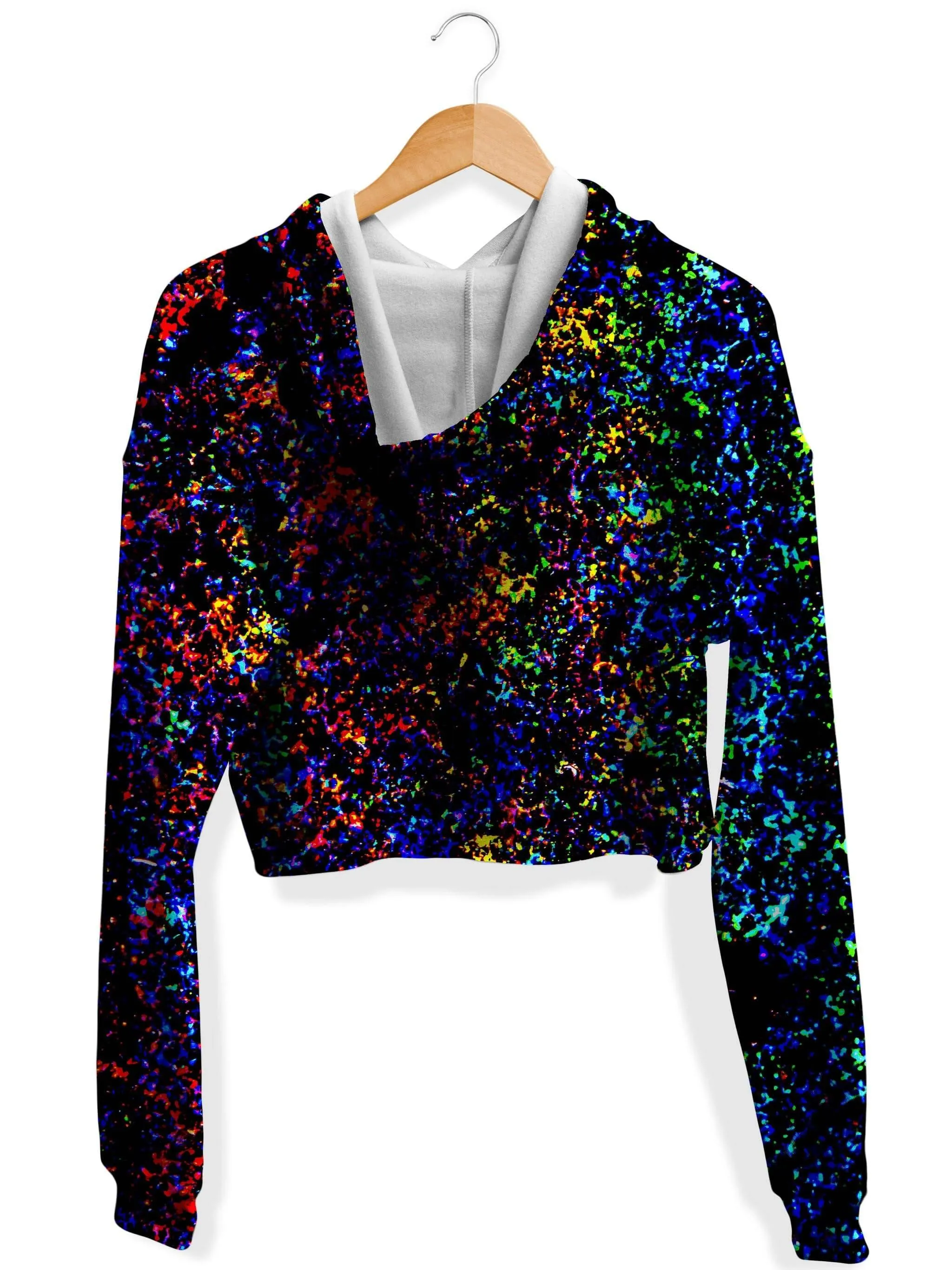 Lightning Rainbow Fleece Crop Hoodie