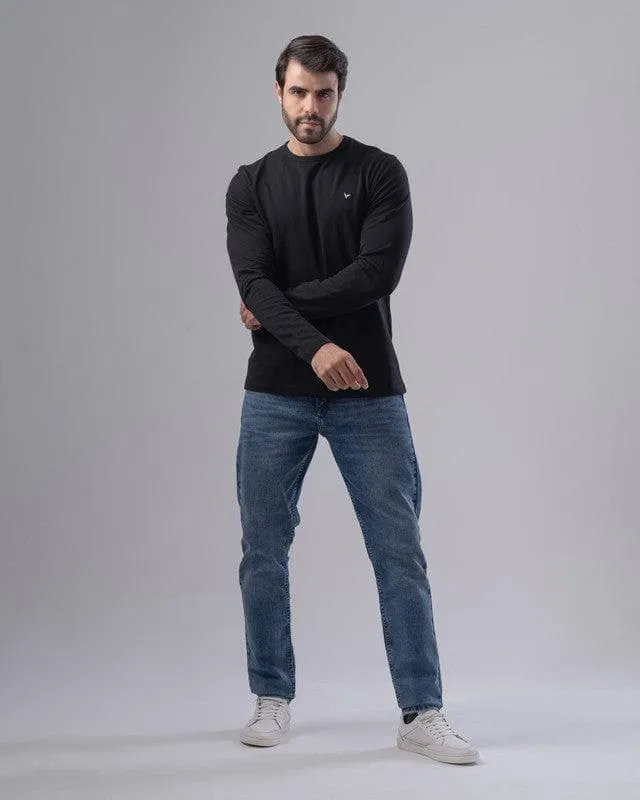 LONG SLEEVE SLIM T-SHIRT - BLACK