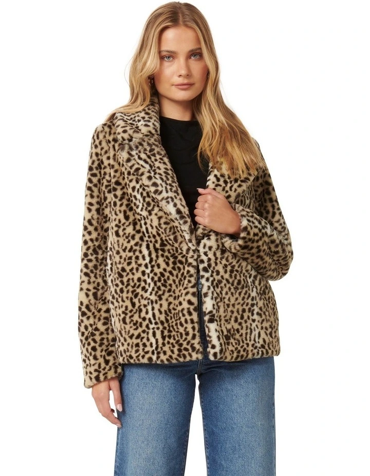 Lucia Faux Fur Coat in Brown