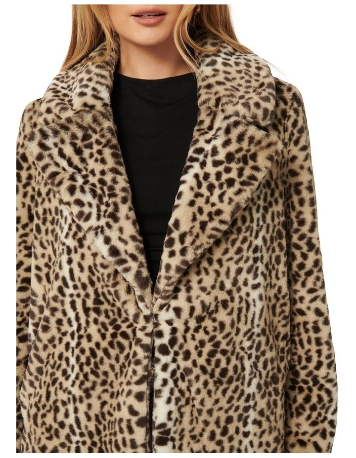 Lucia Faux Fur Coat in Brown