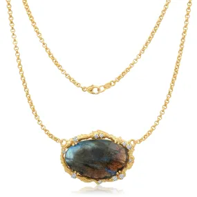 Lunar Labradorite + Diamond Moonscape Necklace