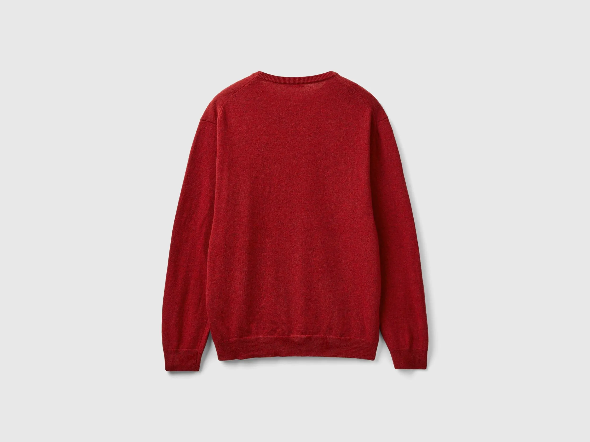 Marl red crew neck sweater in pure Merino wool - Red | Benetton