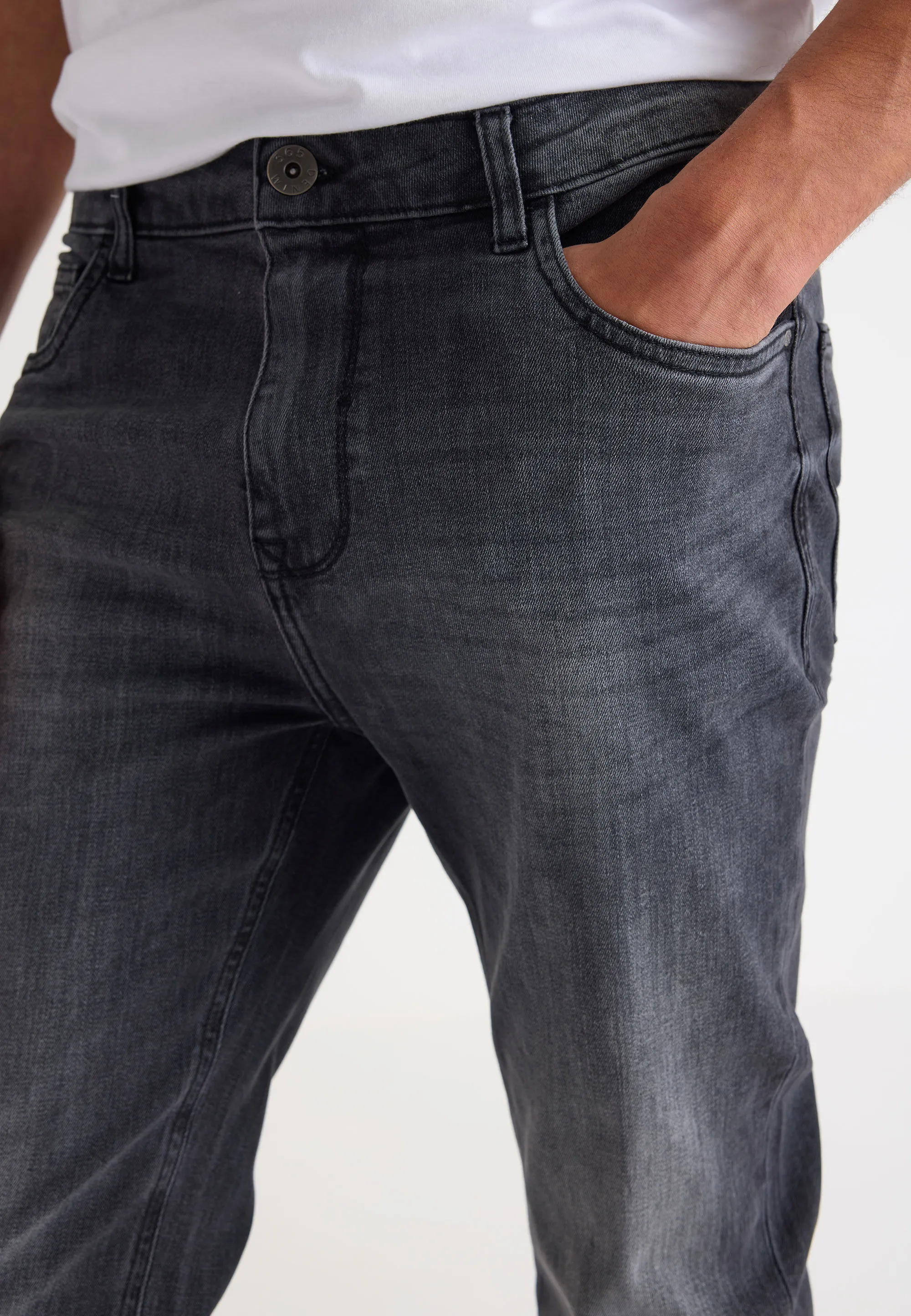 Mens Grey Stretch Slim Jeans