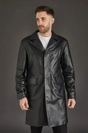 Men'S Leather Coat in Black :Cesar