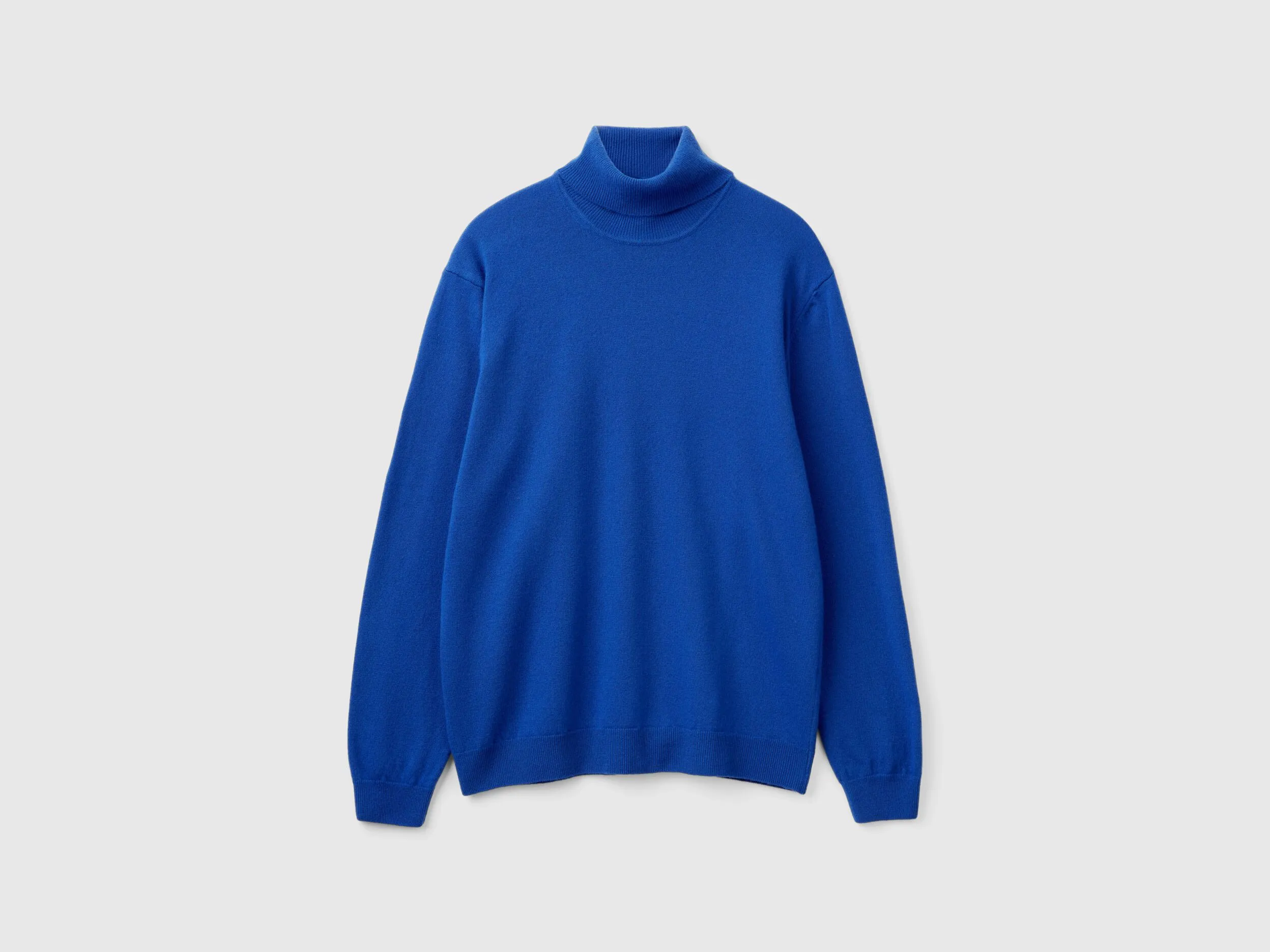 Midnight blue turtleneck in pure Merino wool - Dark Blue | Benetton