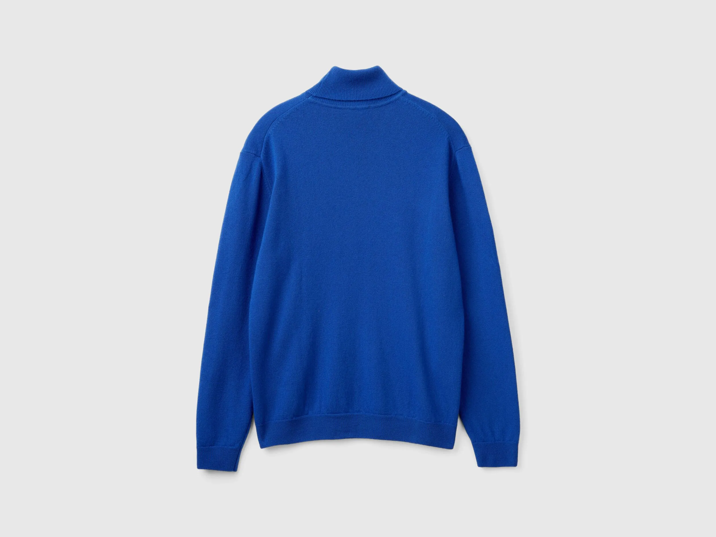 Midnight blue turtleneck in pure Merino wool - Dark Blue | Benetton