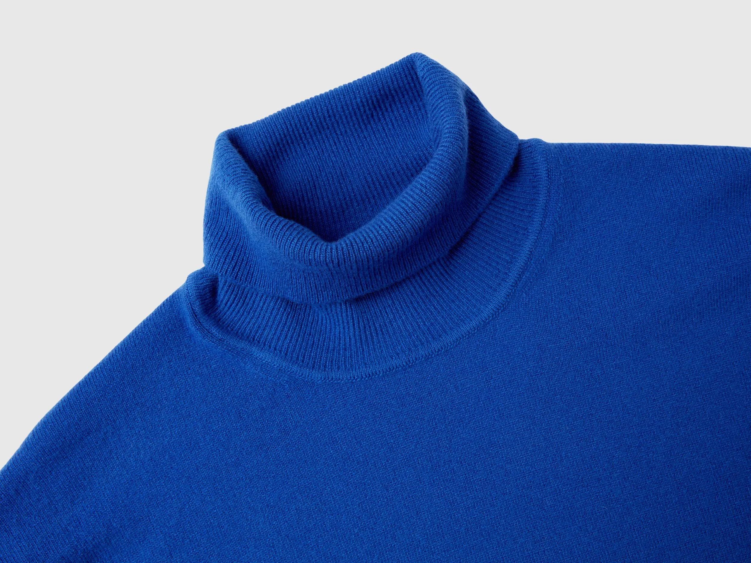 Midnight blue turtleneck in pure Merino wool - Dark Blue | Benetton