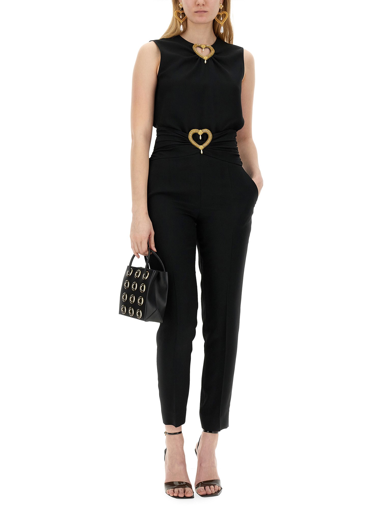 MOSCHINO    BLOUSE WITH ACETATE HEART APPLICATION